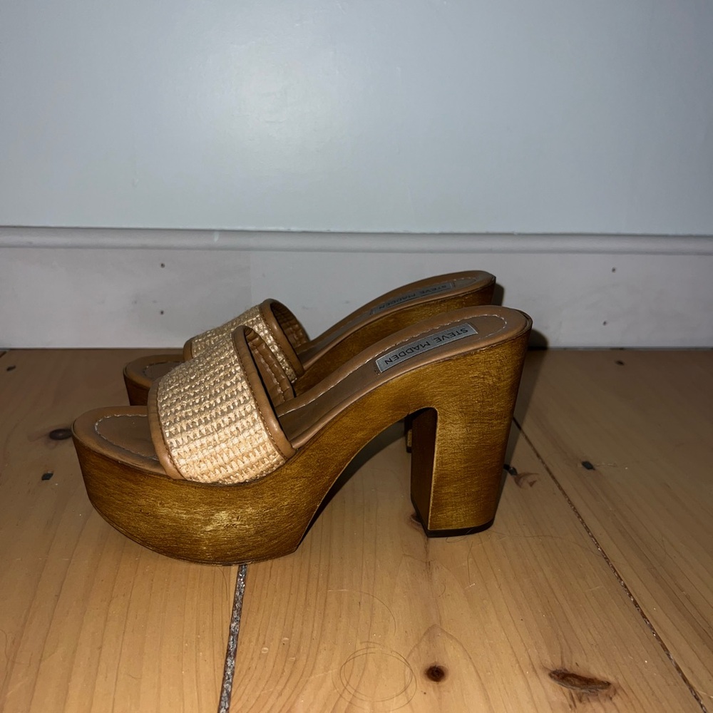 Steve Madden Marisol Natural Raffia Platforms